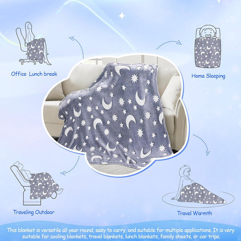 Glow in The Dark Blanket  3 4 5 6 7 8 9 10 11 12 Year Old Gift